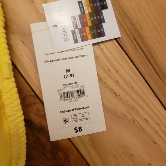 No Boundaries Child's Medium Yellow Swim Top with Cups & Adjustable Straps - Picture 8 of 10